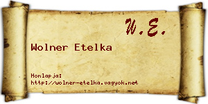 Wolner Etelka névjegykártya